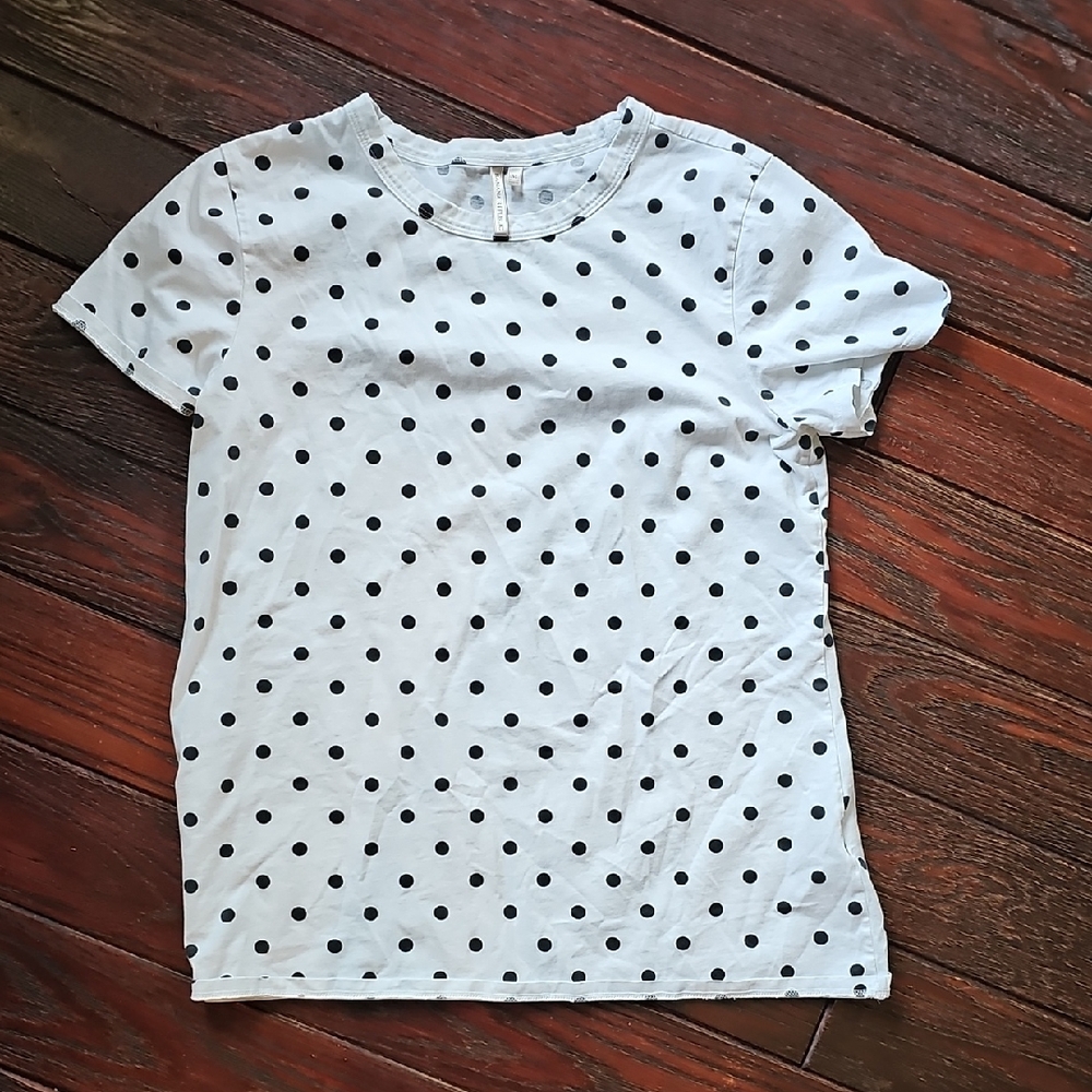 Banana Republic White & Black Polka Dot Tee